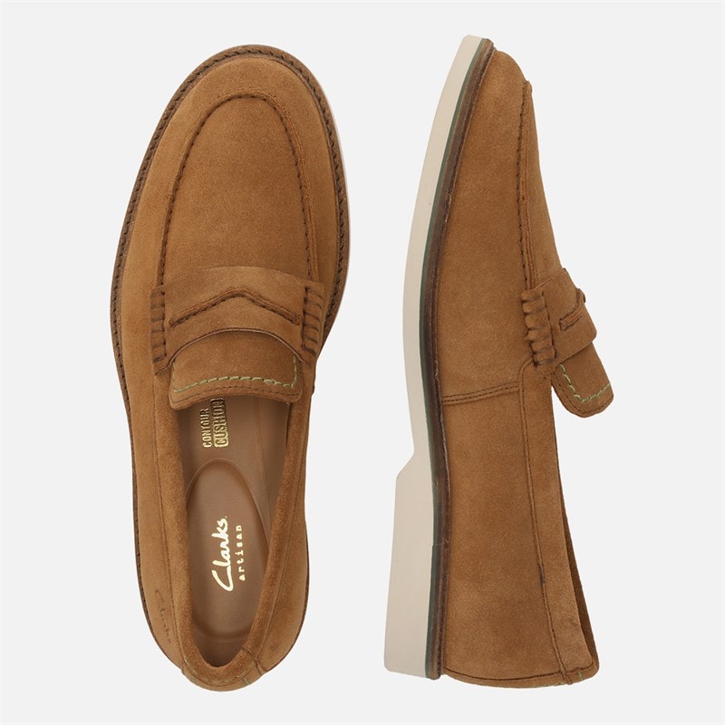 Clarks Mens Premium Atticus LT Slip Shoes Cola Suede - Image 4