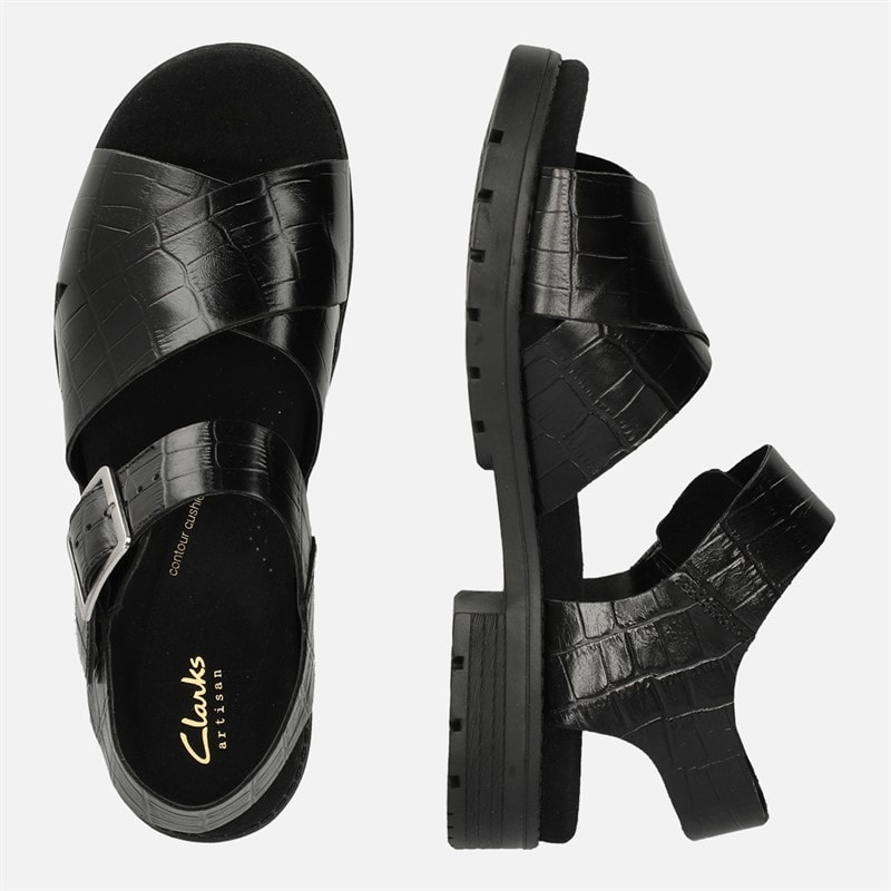 Clarks Womens Premium Orinoco Cross Sandals Black Interest - Image 4