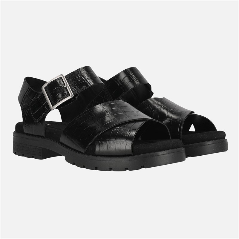 Clarks Womens Premium Orinoco Cross Sandals Black Interest - Image 5