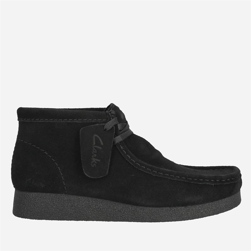 Clarks Womens Evo Wallabee Shoes Black Suede Black Sde