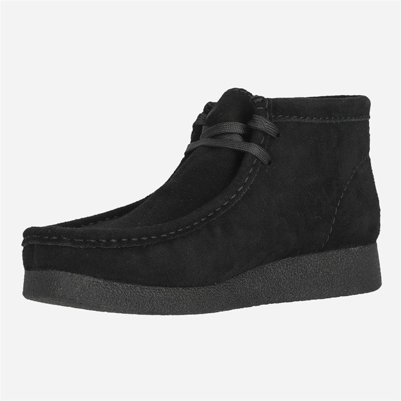 Clarks Womens Evo Wallabee Shoes Black Suede Black Sde - Image 2