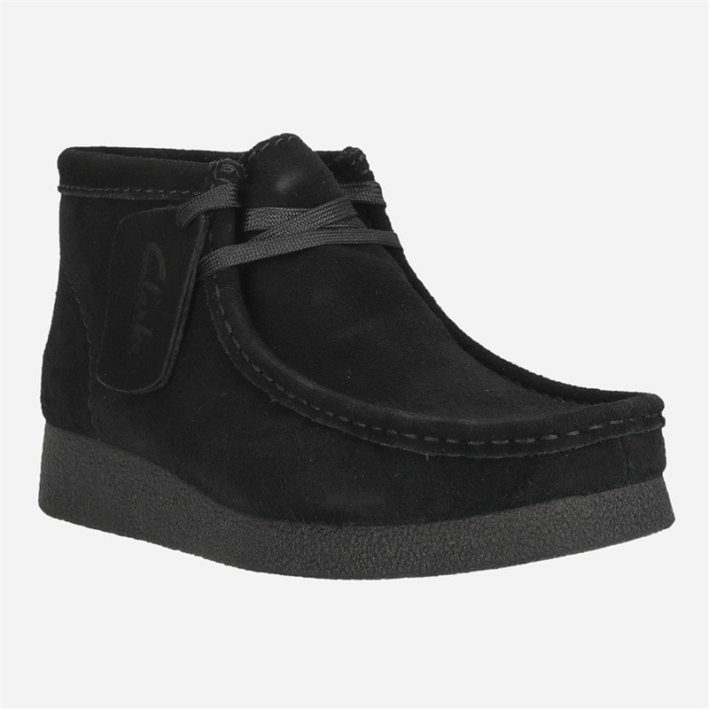 Clarks Womens Evo Wallabee Shoes Black Suede Black Sde - Image 3