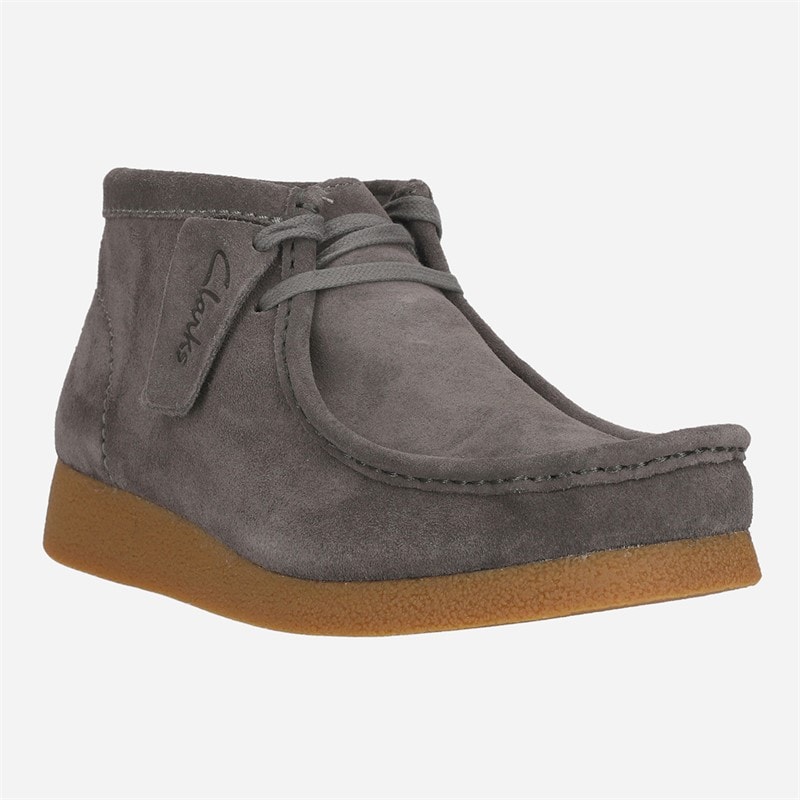 Clarks Mens Evo Wallabee Shoes Grey Suede - Image 3