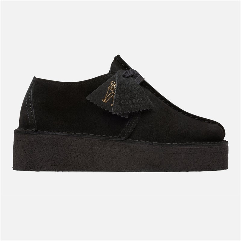 Clarks Womens Originals 1 Trek Wedge D Shoes 1219 Black Suede - Image 2