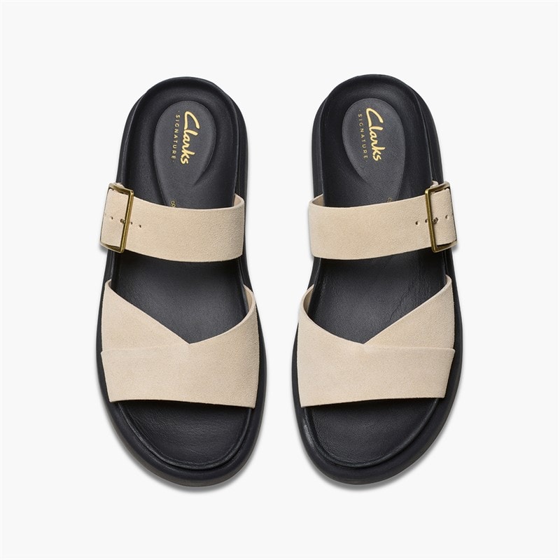 Clarks Womens Aristella D-Fit Sliders Ecru - Image 4