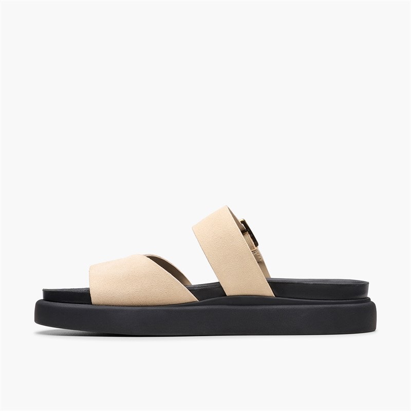Clarks Womens Aristella D-Fit Sliders Ecru - Image 5