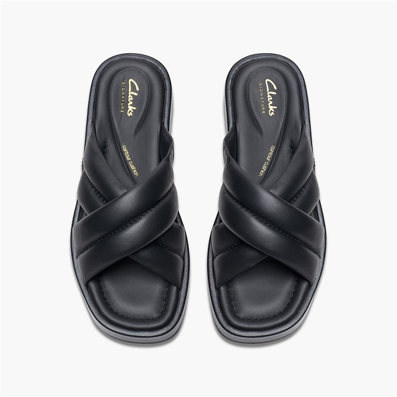 Clarks Womens Alda Glide D-Fit Sliders Black - Image 4