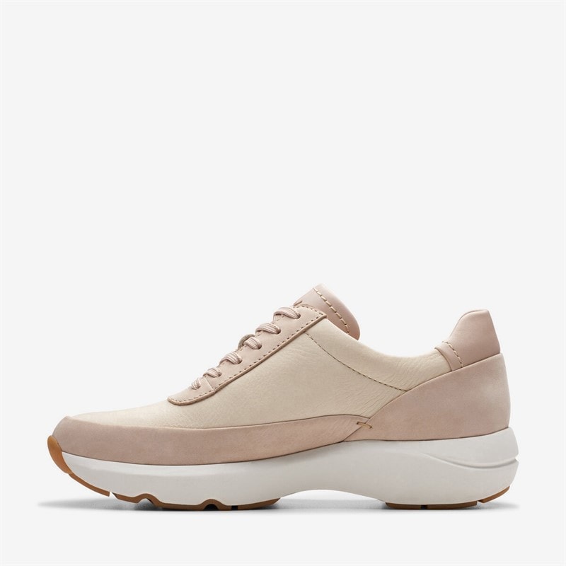 Clarks Premium Womens Tivoli Side Zip Trainers 1242 Sand Combi - Image 3