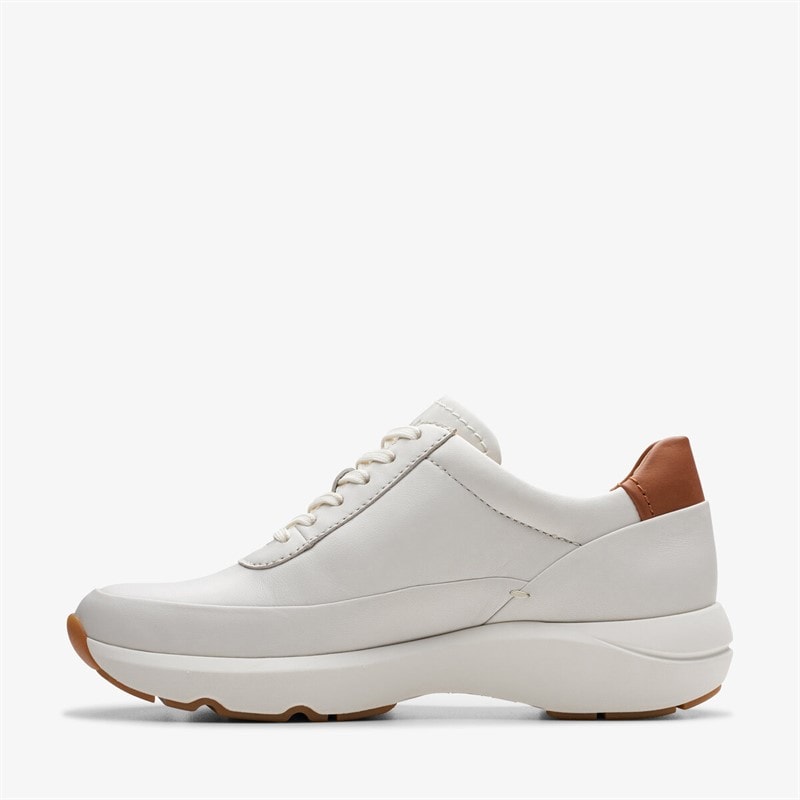 Clarks Premium Womens Tivoli Side Zip Trainers 1238 Off White Lea - Image 3