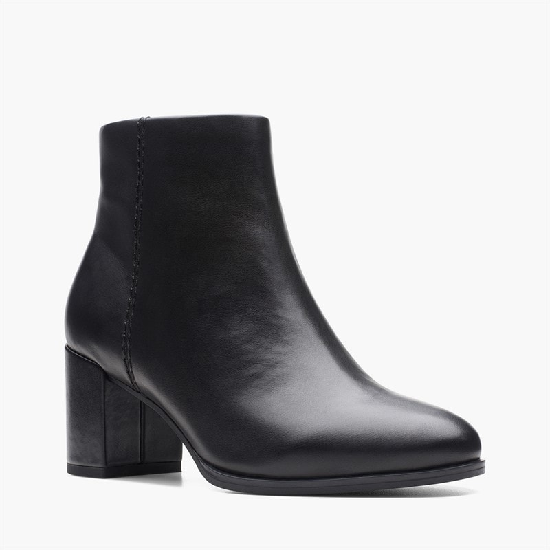 Clarks Womens Freva 55 Side Zip Boots Black Leather - Image 2