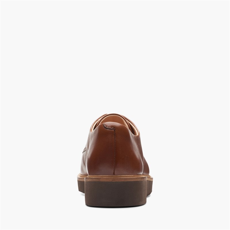 Clarks Womens Glickly Derby Shoes Dark Tan Leather - Image 3
