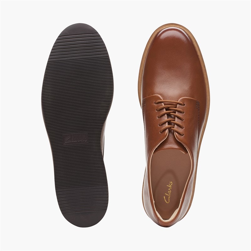 Clarks Womens Glickly Derby Shoes Dark Tan Leather - Image 5