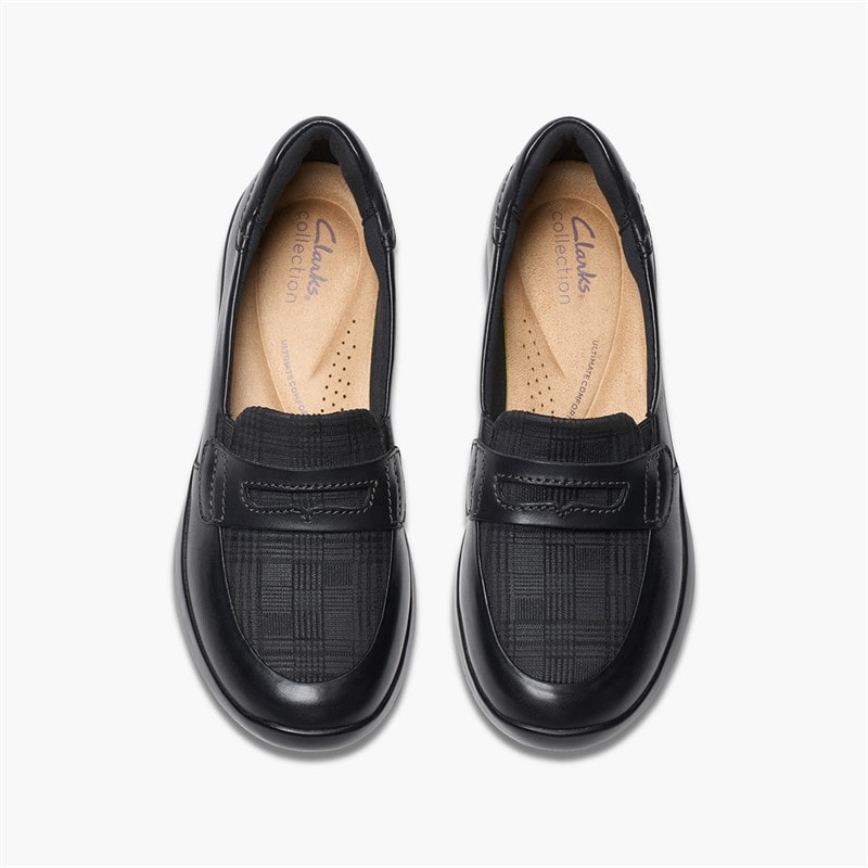 Clarks Womens Ellowyn Penny Loafers Black Leather - Image 4