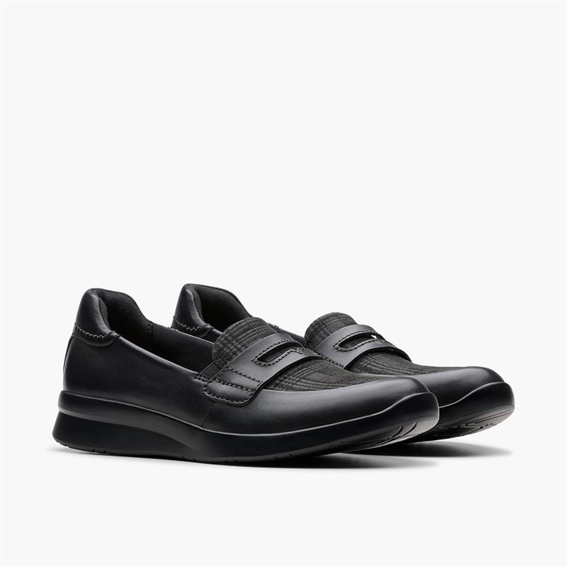Clarks Womens Ellowyn Penny Loafers Black Leather - Image 5
