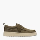 Clarks Mens Polden Moc Shoes Olive Canvas