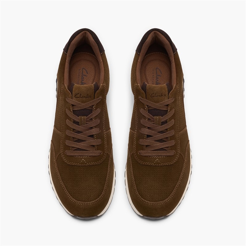 Clarks Mens Radwell Tie Trainers Cola Suede - Image 3