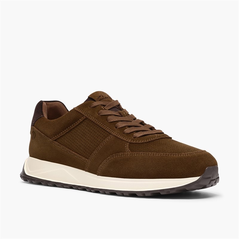 Clarks Mens Radwell Tie Trainers Cola Suede - Image 4