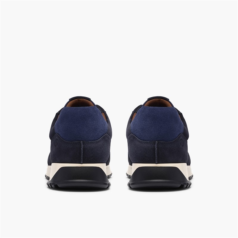 Clarks Mens Radwell Tie Trainers Navy Suede - Image 5