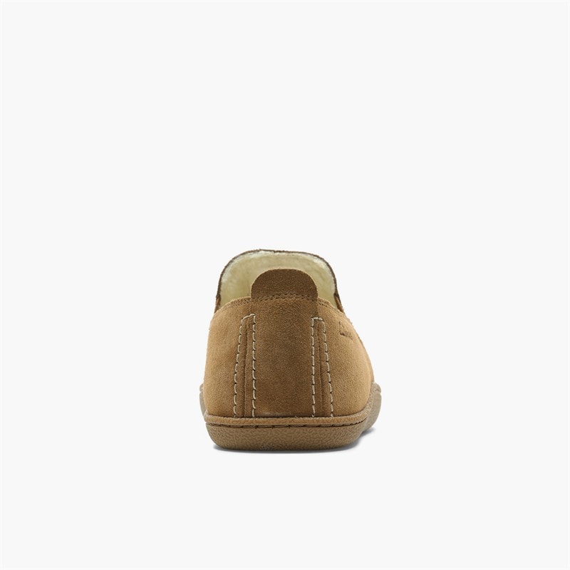 Clarks Mens Home Moc Slippers Tan Suede - Image 3