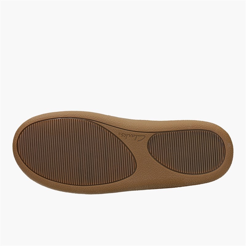 Clarks Mens Home Moc Slippers Tan Suede - Image 5