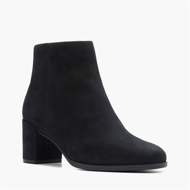 Clarks Womens Freva 55 Side Zip Boots Black Suede Black Sde - Image 2