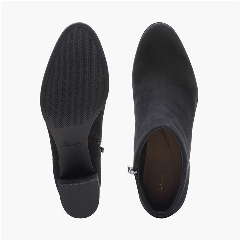Clarks Womens Freva 55 Side Zip Boots Black Suede Black Sde - Image 3