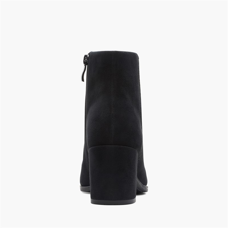 Clarks Womens Freva 55 Side Zip Boots Black Suede Black Sde - Image 5
