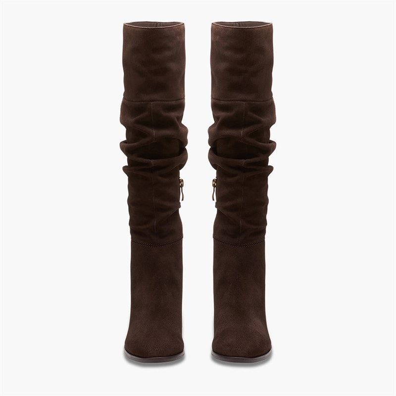 Clarks Womens Freva 85 Slouch Tall Boots Dark Brown Suede - Image 2