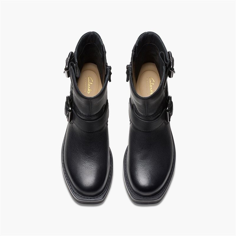 Clarks Womens Rebelle Buckle Boots Black Leather - Image 2