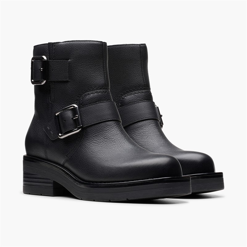 Clarks Womens Rebelle Buckle Boots Black Leather - Image 4