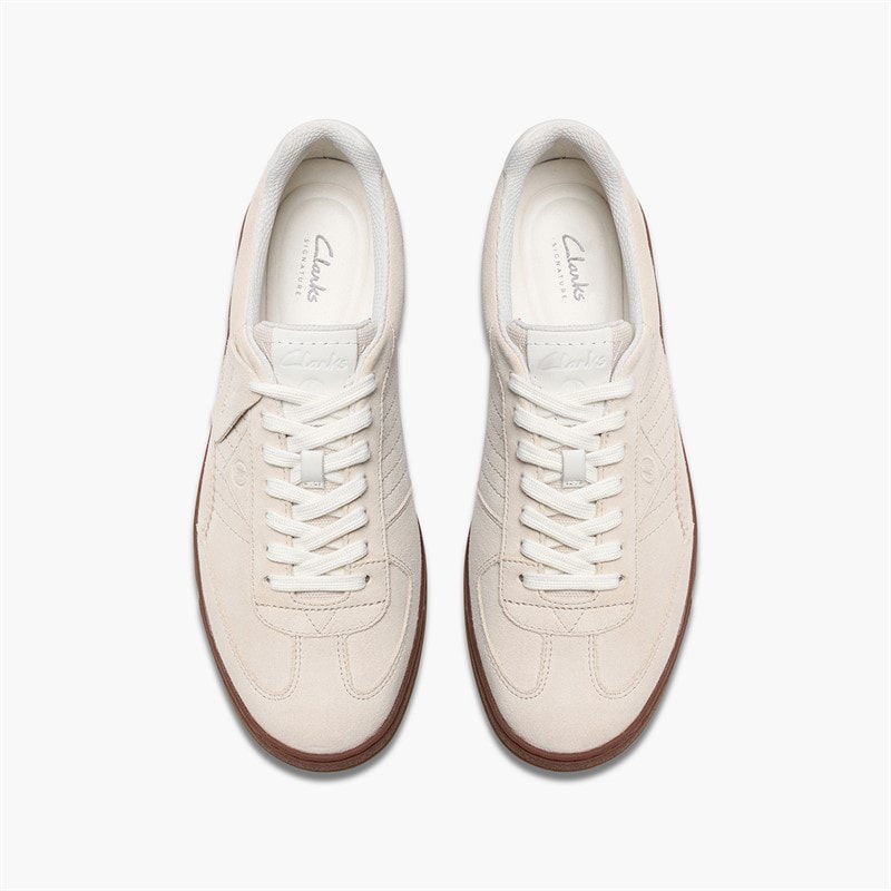 Clarks Mens Craft Rally Ace Trainers Off White Suede - Image 2