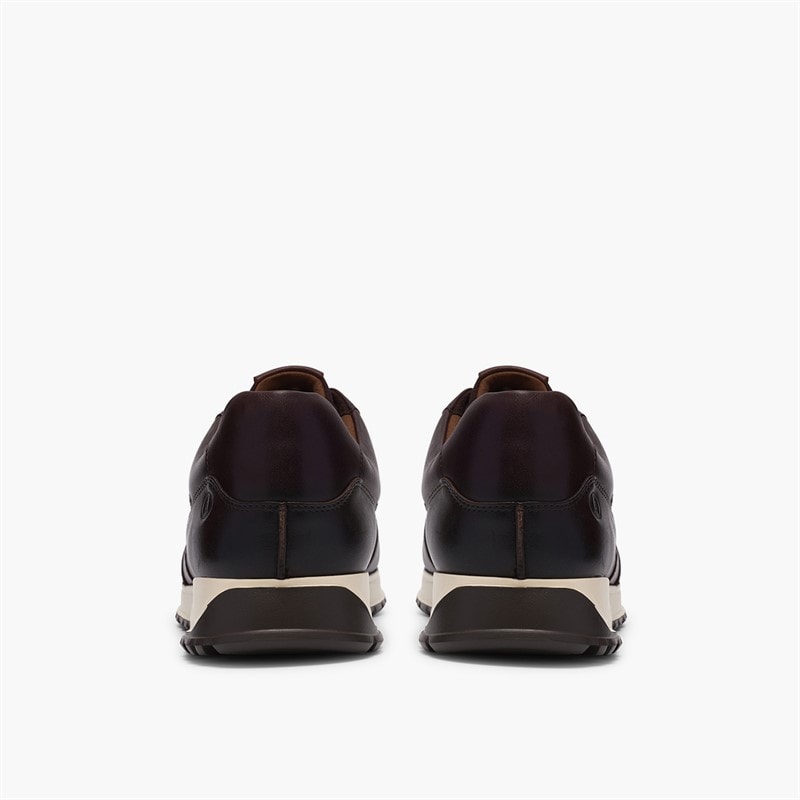 Clarks Mens Radwell Tie Trainers Brown Leather - Image 5