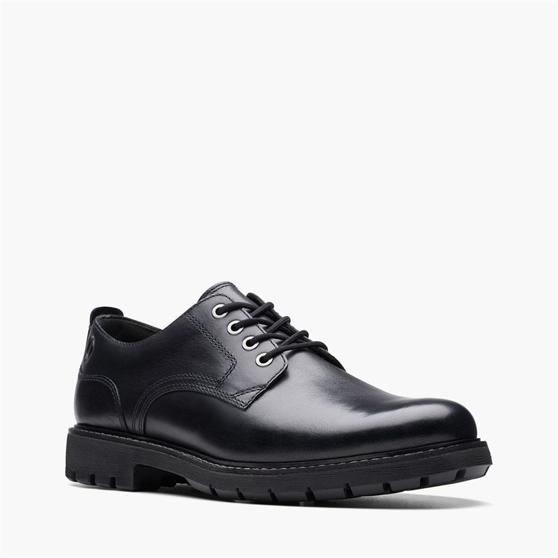 Clarks Mens Batcombe Lace Up Shoes Black Leather - Image 2