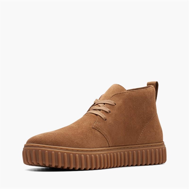 Clarks Mens Torhill Desert Boots Cognac Suede - Image 4