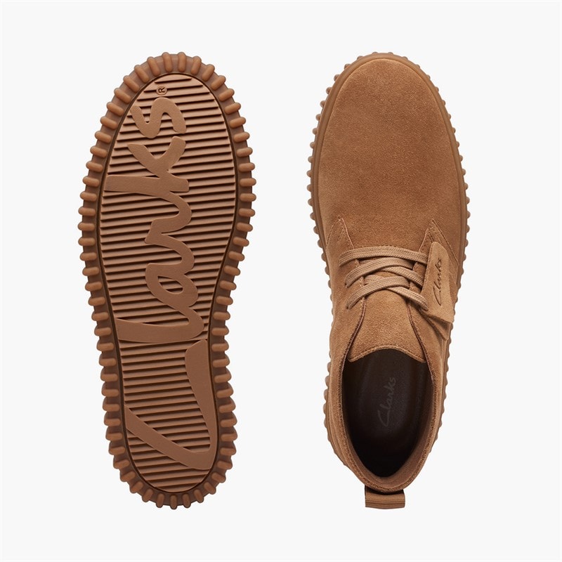 Clarks Mens Torhill Desert Boots Cognac Suede - Image 5