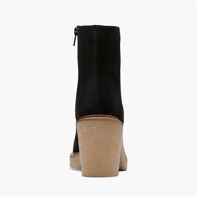 Clarks Womens Colden Up Block Heel Boots Black Suede - Image 4