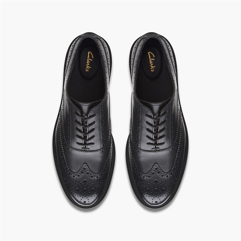Clarks Womens Glickly Brogue 2 Shoes Black Leather - Image 2