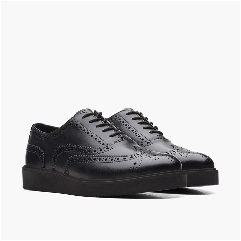 Clarks Womens Glickly Brogue 2 Shoes Black Leather - Image 4