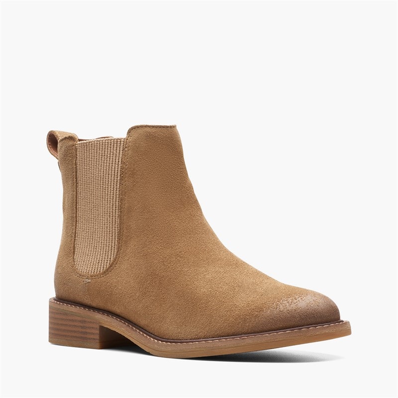 Clarks Womens Cologne Arlo 2 Chelsea Boots Dark Sand Suede - Image 2