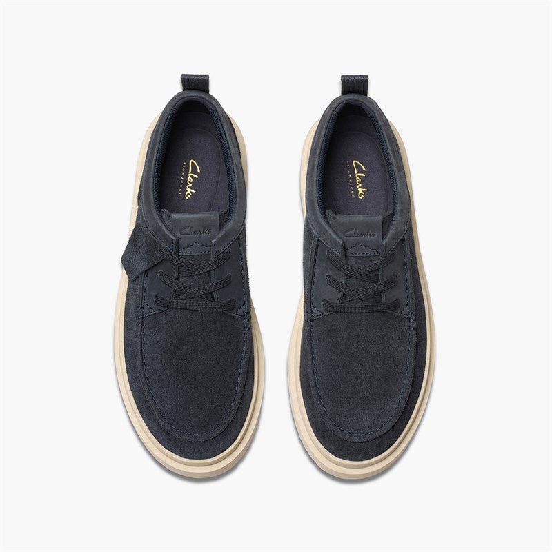 Clarks Mens Polden Moc Shoes Navy Suede - Image 2