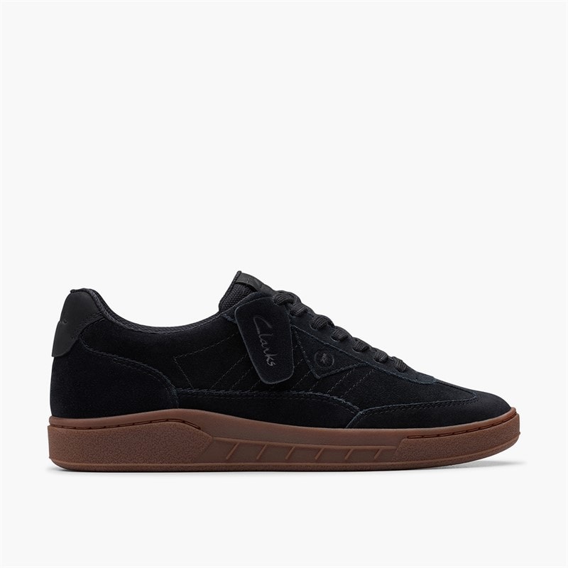 Clarks Mens Craft Rally Ace Trainers Black Suede