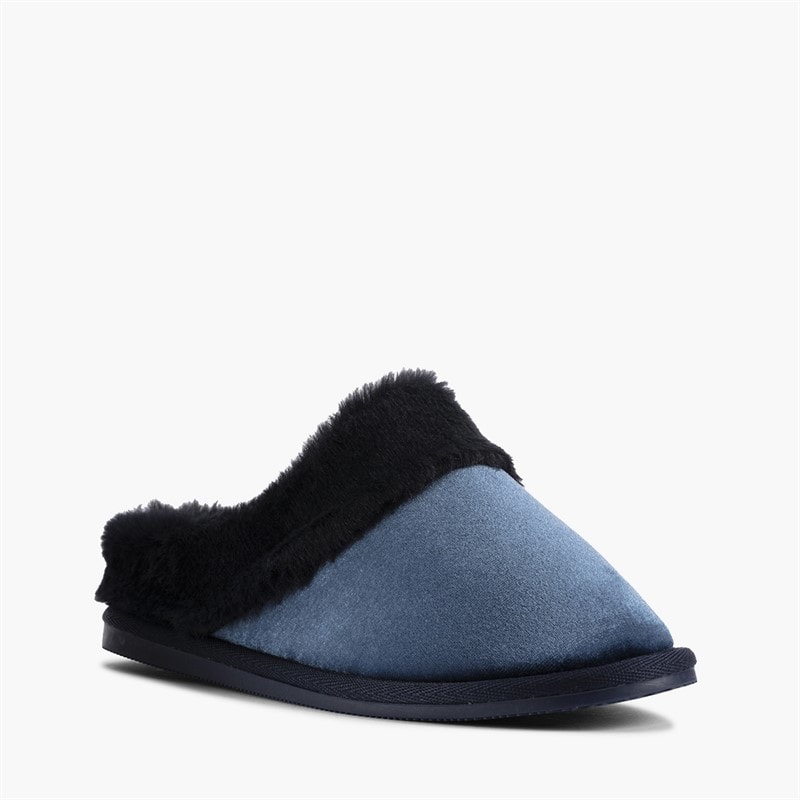 Clarks Womens Bundle Soft Mule Slippers Navy - Image 2