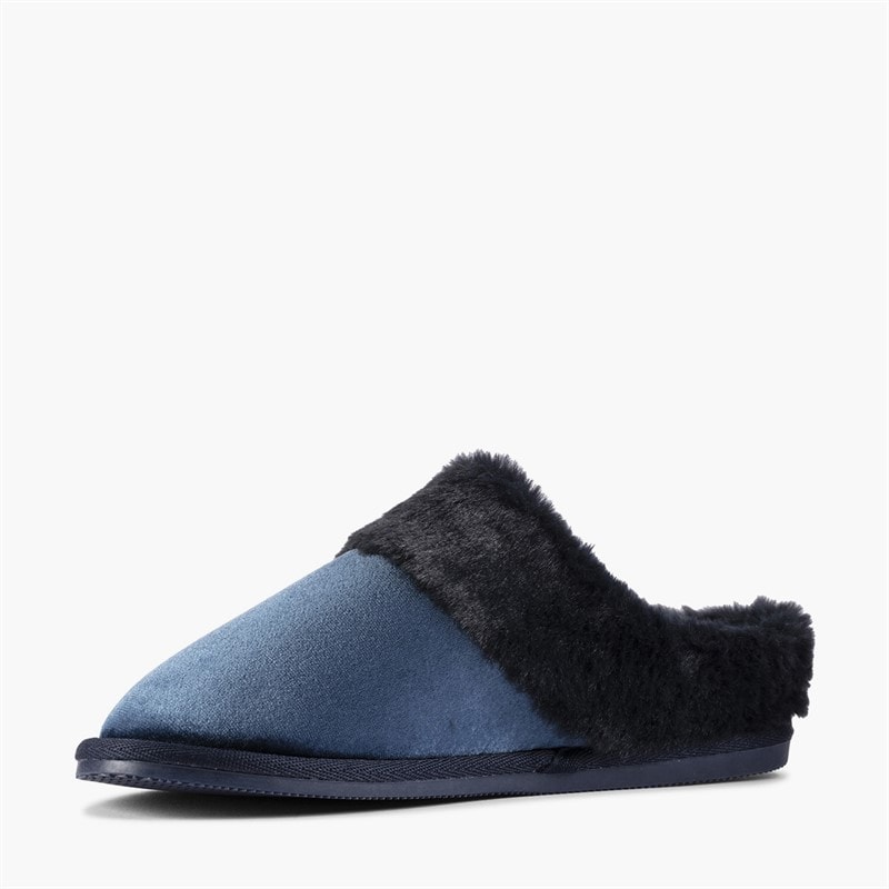Clarks Womens Bundle Soft Mule Slippers Navy - Image 4