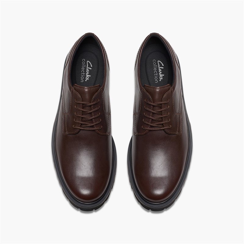 Clarks Mens Berwick Lace Up Shoes Brown Leather - Image 4