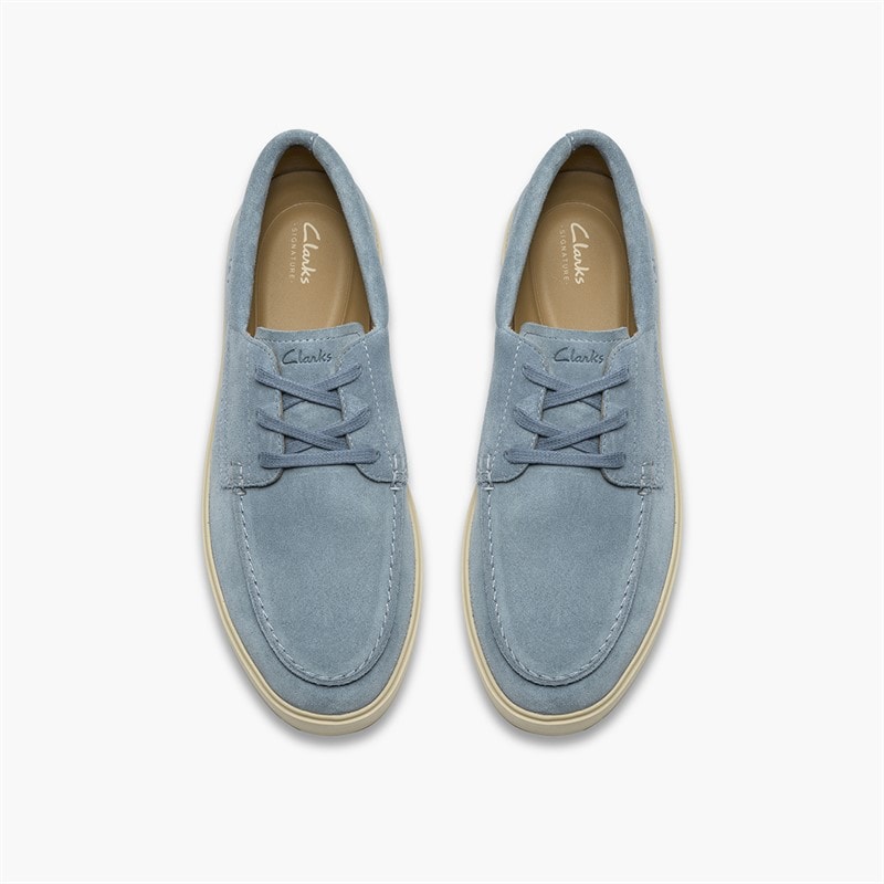 Clarks Mens Lockford Boat Shoes Light Blue - Image 2