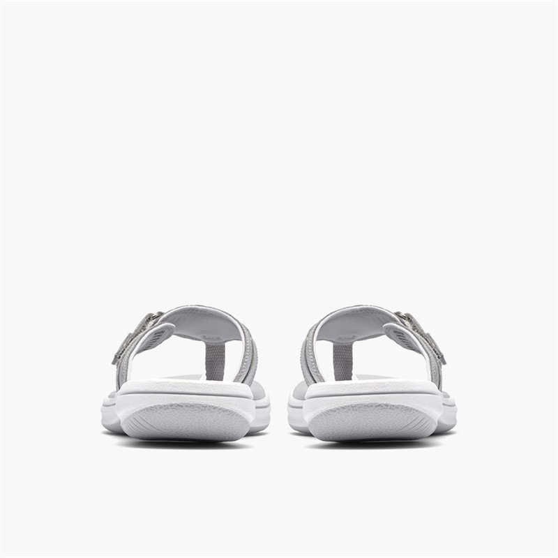 Clarks Womens Brinkley Sea Flip Flops Silver Metallic - Image 5
