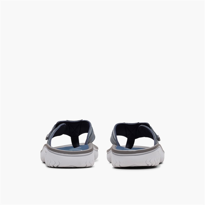 Clarks Mens Wesley Sun Flip Flops Navy Leather - Image 5