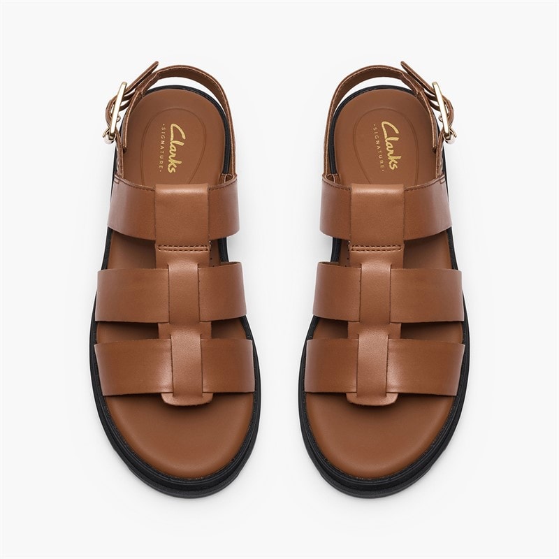 Clarks Womens Orinoco 3 Strap Sandals Tan Leather - Image 2