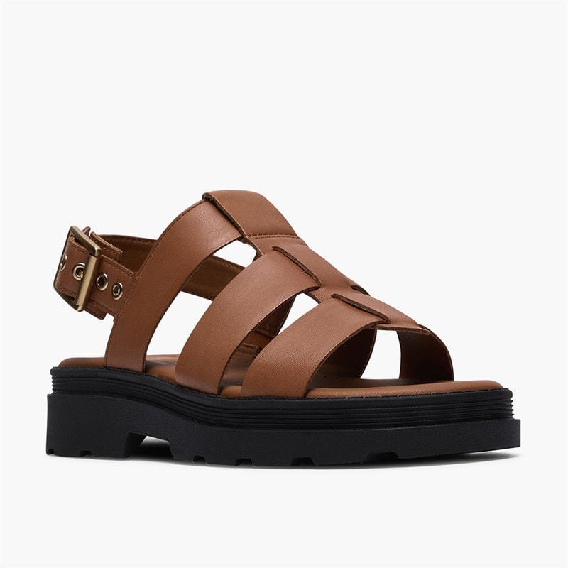 Clarks Womens Orinoco 3 Strap Sandals Tan Leather - Image 4