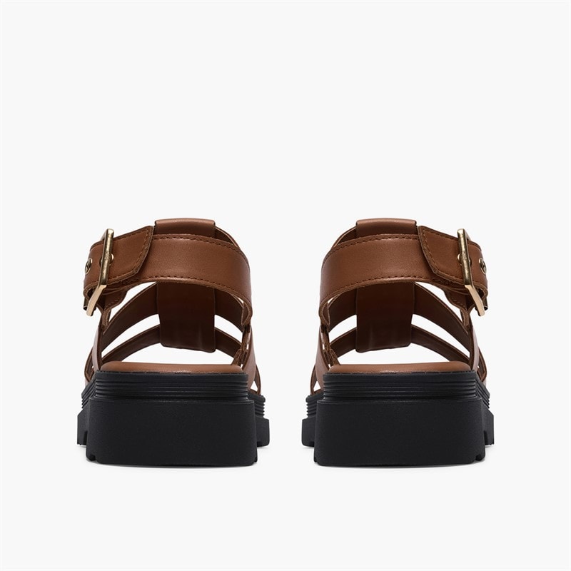 Clarks Womens Orinoco 3 Strap Sandals Tan Leather - Image 5